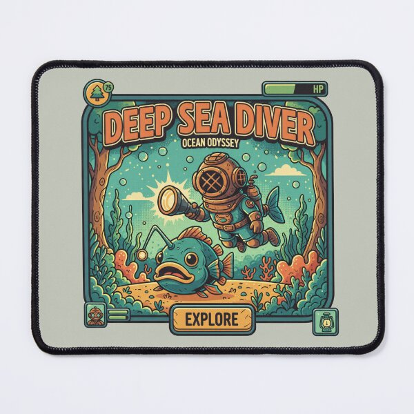 Item preview, Deep Sea Diver Ocean Odyssey - Retro Gaming Scuba Art designed and sold by AwesomeBeyondLimits.