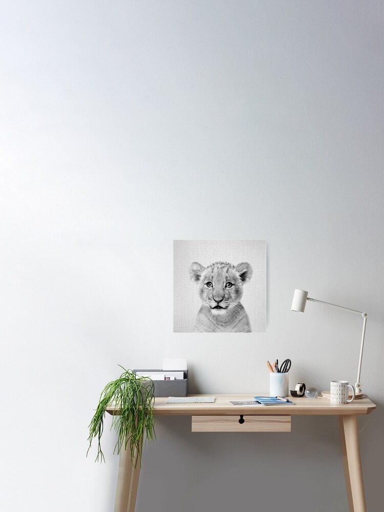 Poster Baby Lion Noir Blanc Par Galdesign Redbubble