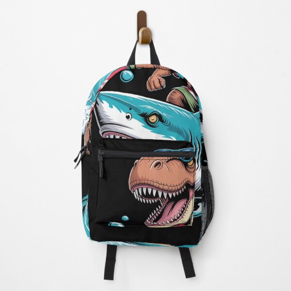 Item preview, Beach Lover Dinosaur Riding Shark Surfing designed and sold by NewIdeasSArt.