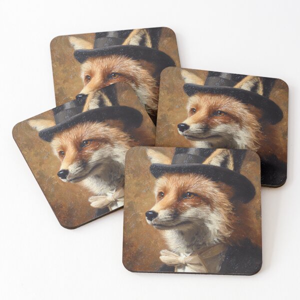 Item preview, Distinguished Fox Gentleman in a Top Hat Vintage Portrait designed and sold by SpecInkStudio.