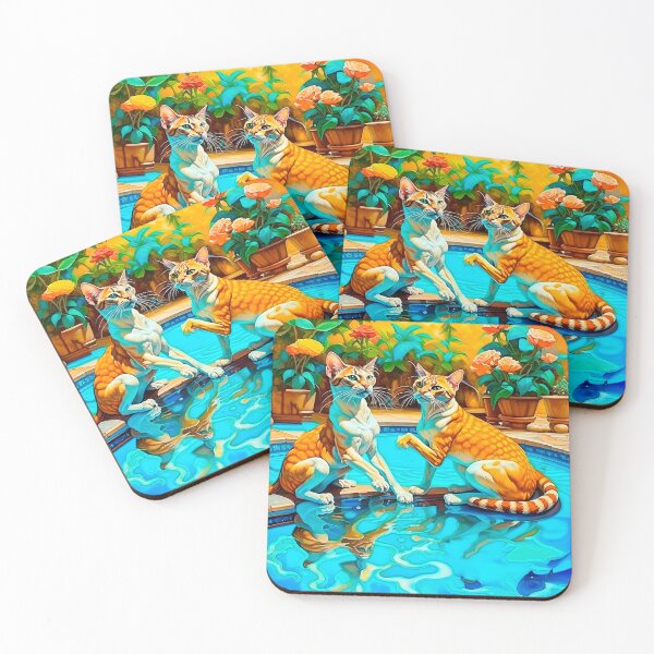 Item preview, Two Sphinx Cats Play Around The Pool designed and sold by LanaGustavsson.