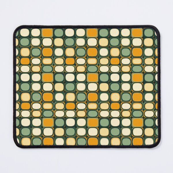Item preview, Mid-Century Geometric Pattern – Mid-Century Mod Geometric Swank: An Atomic Allure Pattern with Rounded Square Tiles in Green, Yellow, Orange & Cream designed and sold by The Print Parlor.