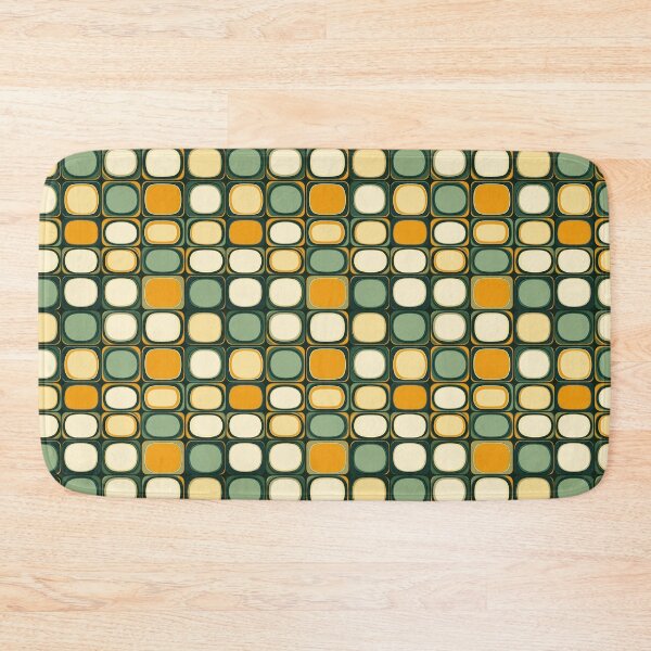 Item preview, Mid-Century Geometric Pattern – Mid-Century Mod Geometric Swank: An Atomic Allure Pattern with Rounded Square Tiles in Green, Yellow, Orange & Cream designed and sold by The Print Parlor.