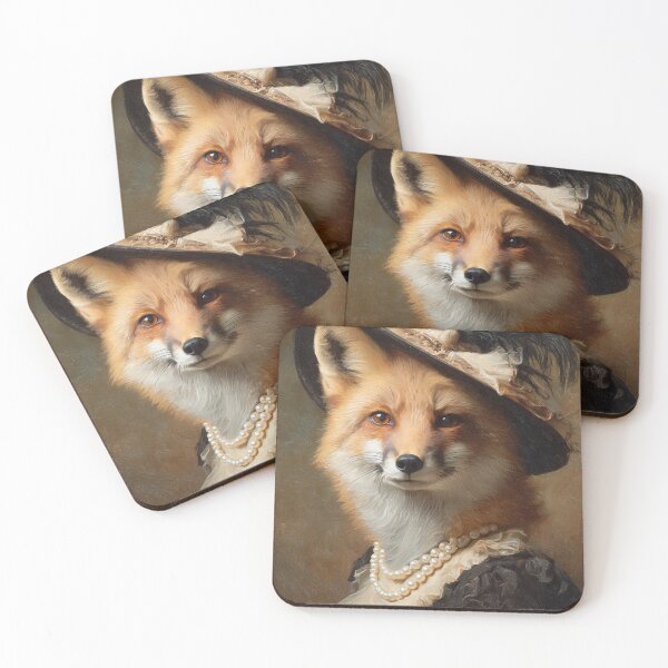 Item preview, Elegant Lady Fox Victorian Portrait With Feathered Hat designed and sold by SpecInkStudio.