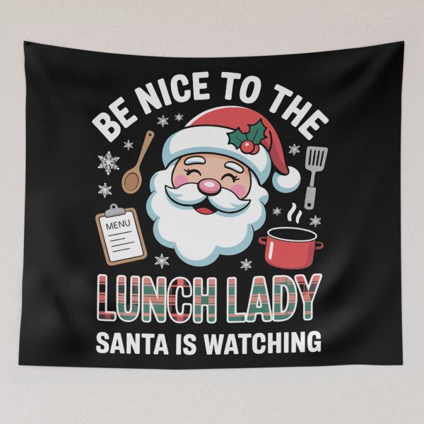 Item preview, Be Nice To The Lunch Lady Santa Is Watching Tee Xmas  designed and sold by Clairenity Studio.