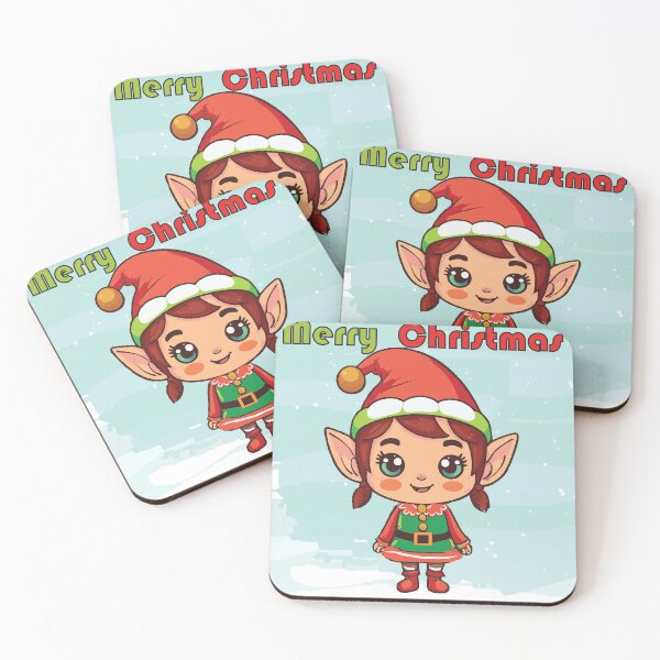 Item preview, Cute Christmas Elf Girl | Adorable Holiday Cartoon Illustration | Festive Cute Art designed and sold by AARA DESIGNS.