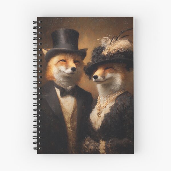 Item preview, Victorian Fox Couple Elegant Animal Portrait designed and sold by SpecInkStudio.
