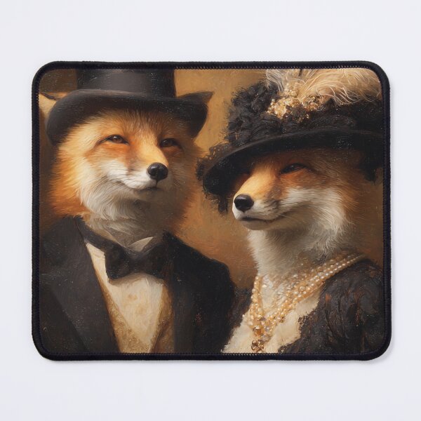Item preview, Victorian Fox Couple Elegant Animal Portrait designed and sold by SpecInkStudio.