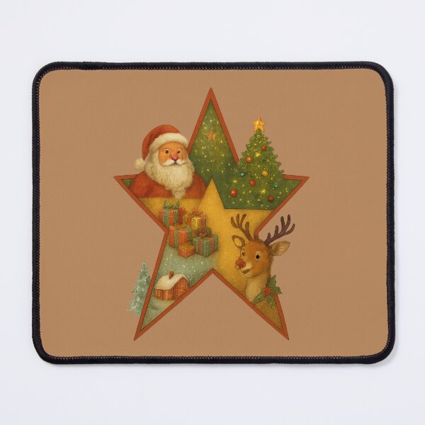 Item preview, Whimsical Holiday Star with Santa, Reindeer & Gifts designed and sold by annenambiro.