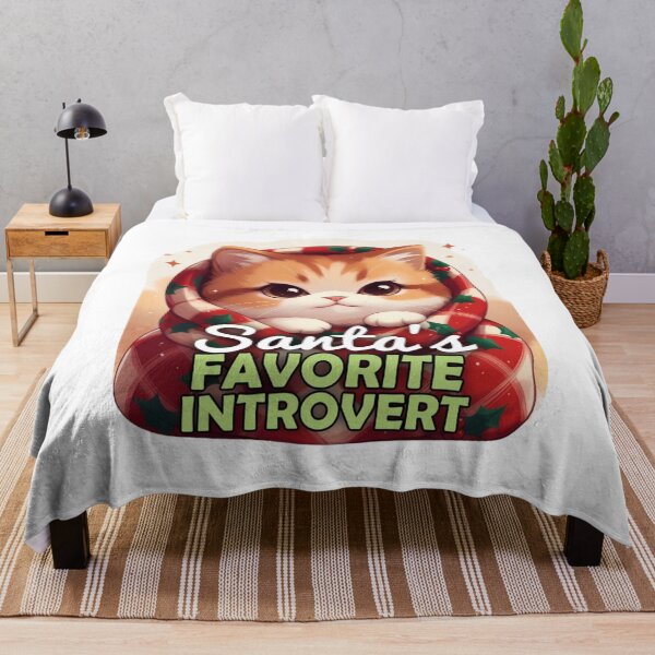 Item preview, Santa’s Favorite Introvert – Cozy Holiday Cat Tee designed and sold by EcoArtTees.