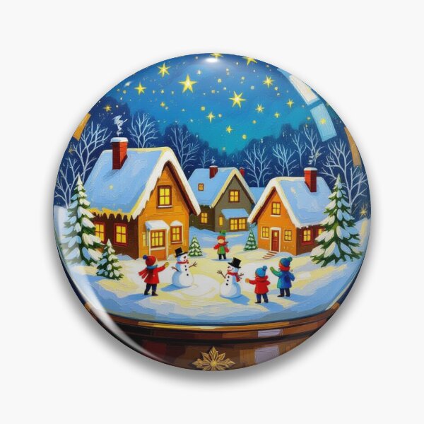 Item preview, Winter magic in a snow globe – Cozy Village, Snowmen & Starry Night – Festive fantasy designed and sold by FotoworldEdel.