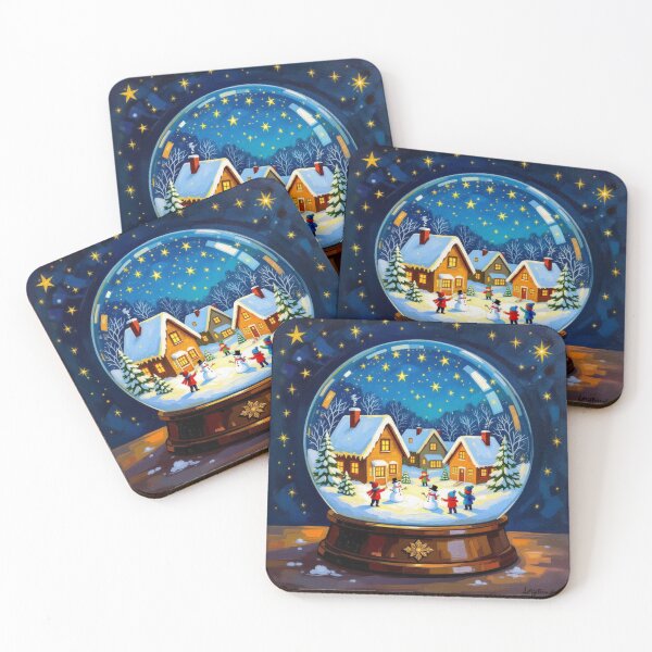 Item preview, Winter magic in a snow globe – Cozy Village, Snowmen & Starry Night – Festive fantasy designed and sold by FotoworldEdel.