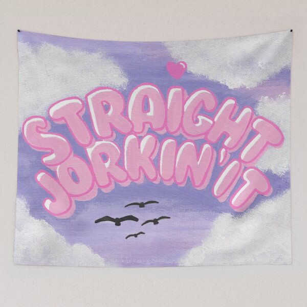 Item preview, Straight Jorkin’ It - bold pink canvas painting designed and sold by FoulfaeriePrint.