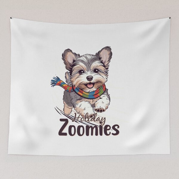 Item preview, Holiday Zoomies – Running Pup Winter Tee designed and sold by EcoArtTees.