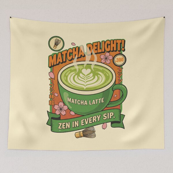 Item preview, Matcha Delight Latte - Zen In Every Sip Retro Japanese Art designed and sold by AwesomeBeyondLimits.