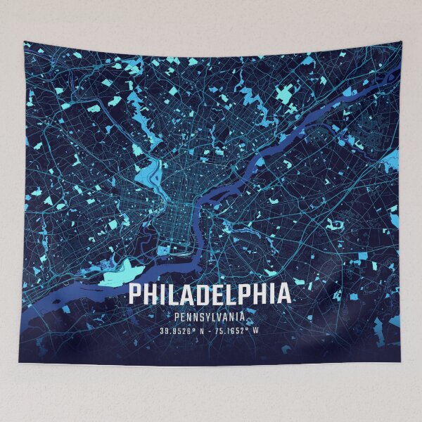 Item preview, Philadelphia Midnight City Map designed and sold by HomeLivingCo.