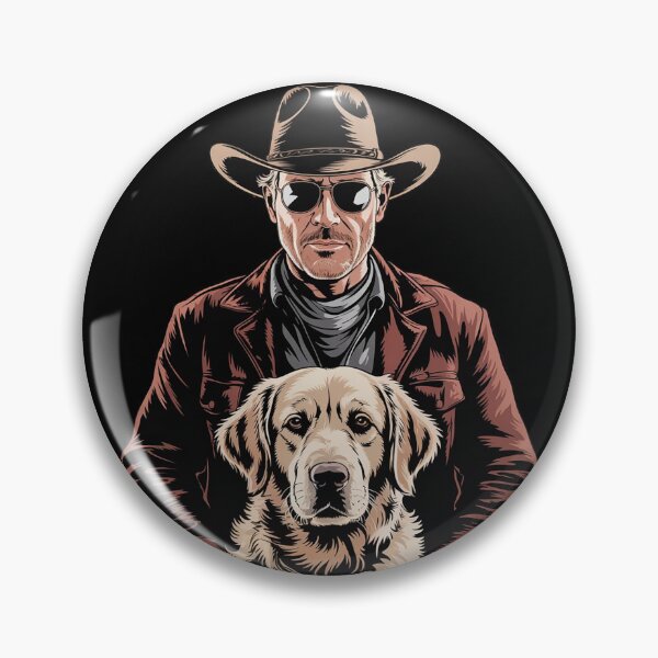 Item preview, Trump and Golden Retriever Dog, American Flag Cowboy  designed and sold by KonstanKoraner.