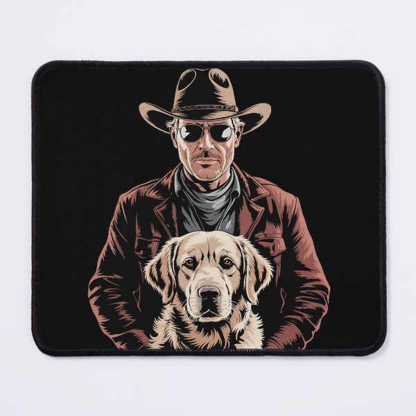 Item preview, Trump and Golden Retriever Dog, American Flag Cowboy  designed and sold by KonstanKoraner.