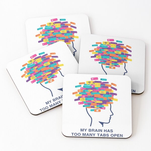 Item preview, Too Many Tabs Open In My Brain Sticker | Funny Mental Load Humor designed and sold by ArtsyAndy96.