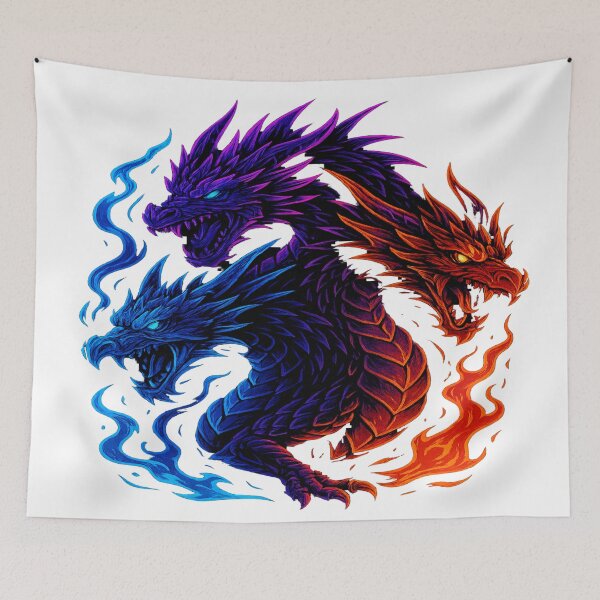 Item preview, Neon Hydra Dragon – Fire & Ice Mythic Beast designed and sold by GlowAIDesigns.