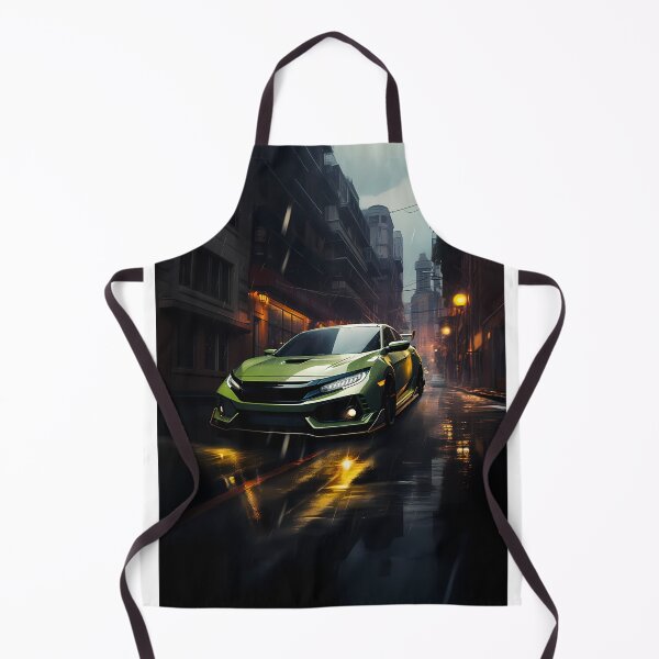 Item preview, Bright Green Hot Hatch Sports Car On Rainy City Street designed and sold by RevUpDesign.