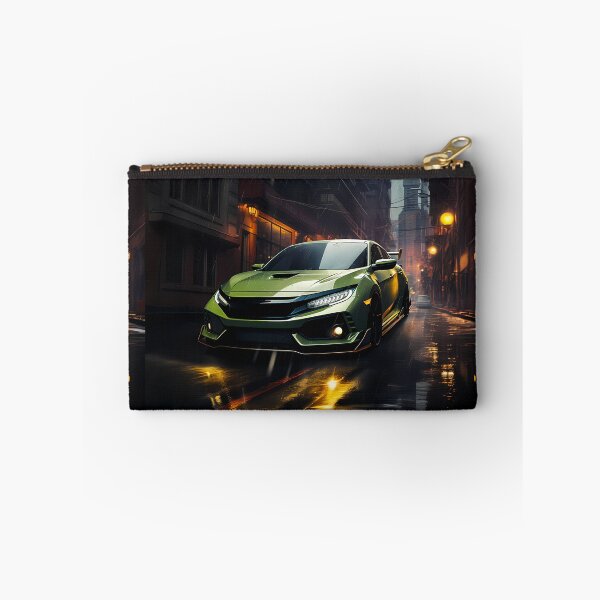 Item preview, Bright Green Hot Hatch Sports Car On Rainy City Street designed and sold by RevUpDesign.