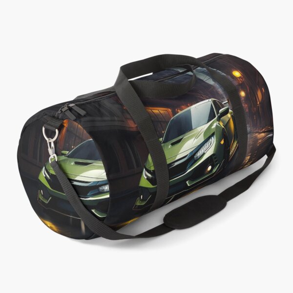 Item preview, Bright Green Hot Hatch Sports Car On Rainy City Street designed and sold by RevUpDesign.