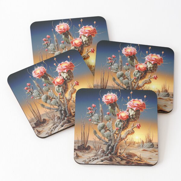 Item preview, Blooming cactus plant blossoms surreal desert landscape luminous designed and sold by G-M-Designs.