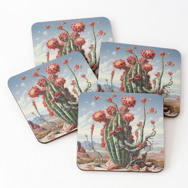 Item preview, Blooming cactus plant blossoms surreal desert landscape luminous designed and sold by G-M-Designs.