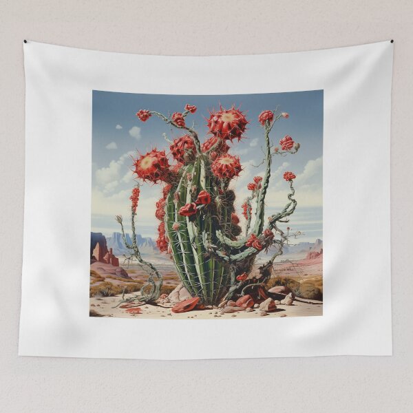 Item preview, Blooming cactus plant blossoms surreal desert landscape luminous designed and sold by G-M-Designs.