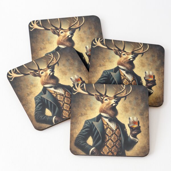 Item preview, Victorian Stag Gentleman – Aristocratic Deer with Whiskey designed and sold by PrintIdeasArt.