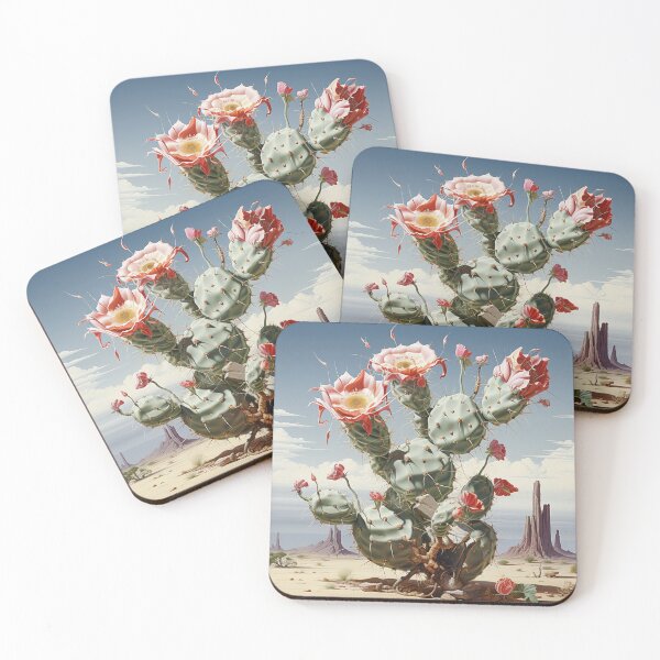 Item preview, Blooming cactus plant blossoms surreal desert landscape luminous designed and sold by G-M-Designs.