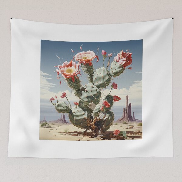 Item preview, Blooming cactus plant blossoms surreal desert landscape luminous designed and sold by G-M-Designs.