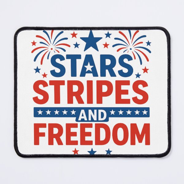 Item preview, Stars, Stripes, & Freedom – Patriotic Fireworks Bold Typography T-Shirt (Premium Vector Print) designed and sold by FashionXtral.