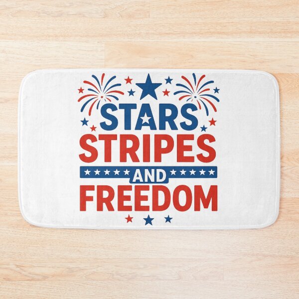 Item preview, Stars, Stripes, & Freedom – Patriotic Fireworks Bold Typography T-Shirt (Premium Vector Print) designed and sold by FashionXtral.