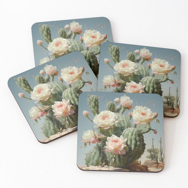 Item preview, Blooming cactus plant blossoms surreal desert landscape luminous designed and sold by G-M-Designs.