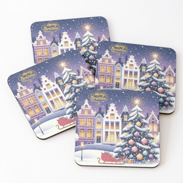 Item preview, Magical Amsterdam in the Snow – Dutch Christmas City Scene with Canals and Tree Lights designed and sold by Sugar Wisdom .
