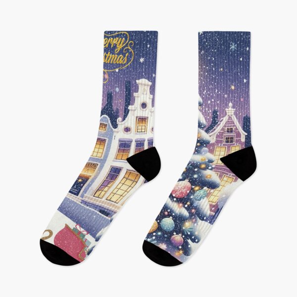 Item preview, Magical Amsterdam in the Snow – Dutch Christmas City Scene with Canals and Tree Lights designed and sold by Sugar Wisdom .