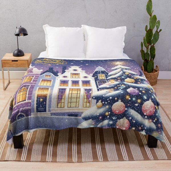 Item preview, Magical Amsterdam in the Snow – Dutch Christmas City Scene with Canals and Tree Lights designed and sold by Sugar Wisdom .