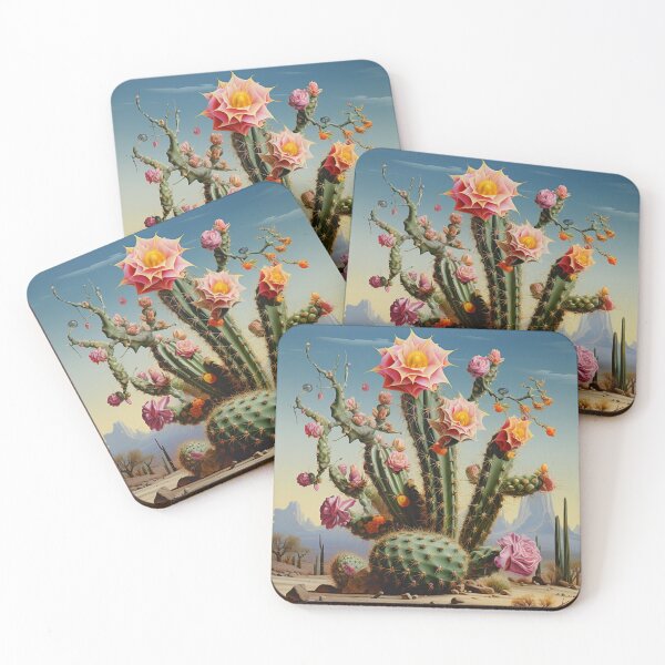 Item preview, Blooming cactus plant blossoms surreal desert landscape luminous designed and sold by G-M-Designs.