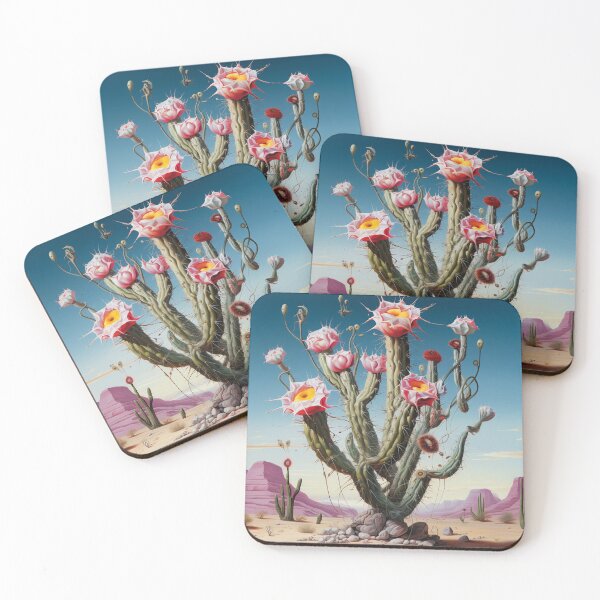 Item preview, Blooming cactus plant blossoms surreal desert landscape luminous designed and sold by G-M-Designs.