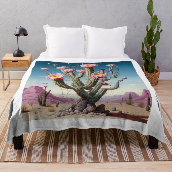 Item preview, Blooming cactus plant blossoms surreal desert landscape luminous designed and sold by G-M-Designs.