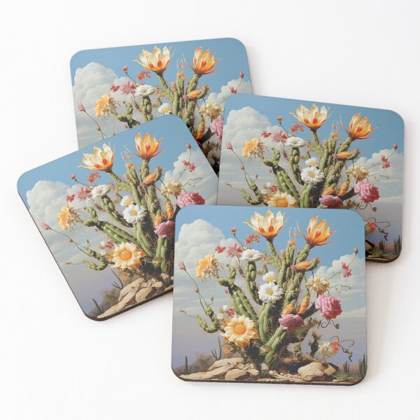 Item preview, Blooming cactus plant blossoms surreal desert landscape luminous designed and sold by G-M-Designs.
