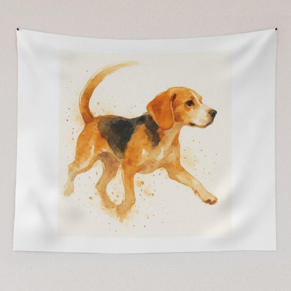 Item preview, Minimalist Watercolor Beagle in Motion designed and sold by BadaBingBear.
