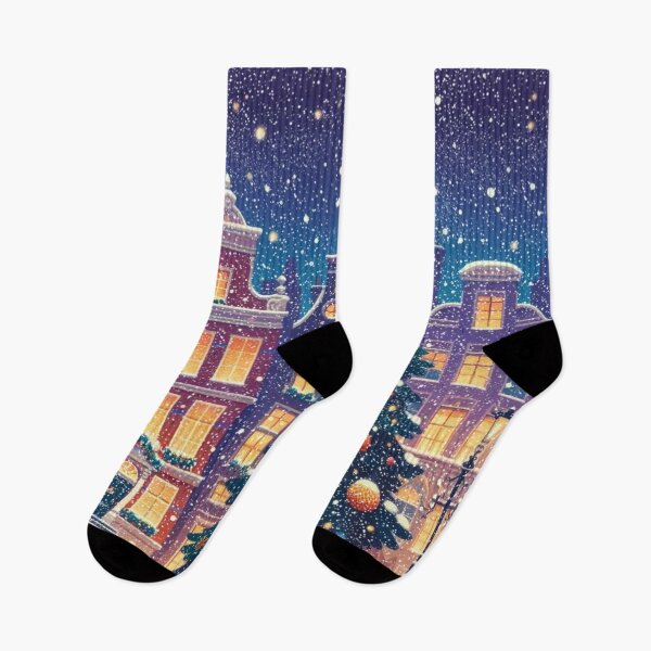 Item preview, Magical Amsterdam in the Snow – Dutch Christmas City Scene with Canals and Tree Lights designed and sold by Sugar Wisdom .