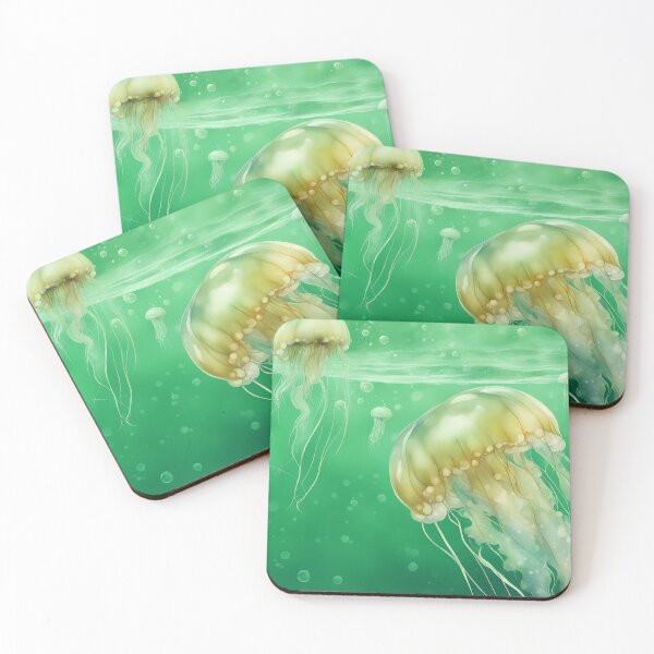 Item preview, Meditative Jellyfish in Green Sea designed and sold by CalmnessbyChoice.