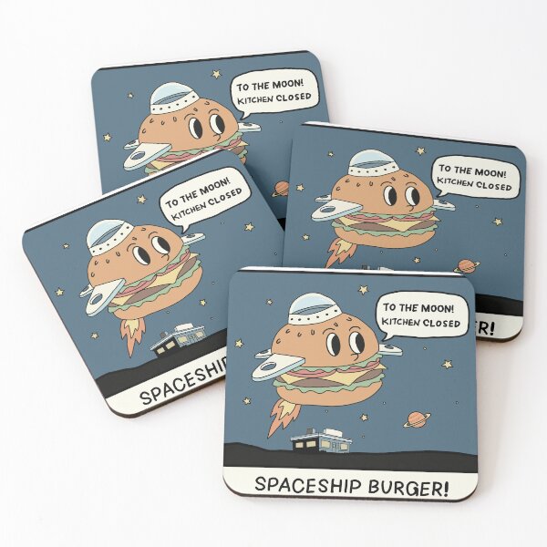 Item preview, Spaceship Burger – Funny Space Food Illustration | Cosmic Diner Cartoon Art designed and sold by Popstudio85.