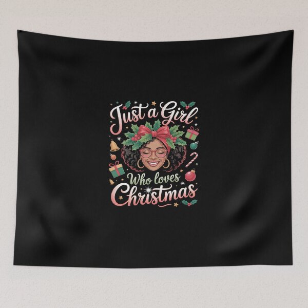 Item preview, Afro Messy Bun Black Women Just A Girl Who Loves Christmas  designed and sold by dainegilbert.