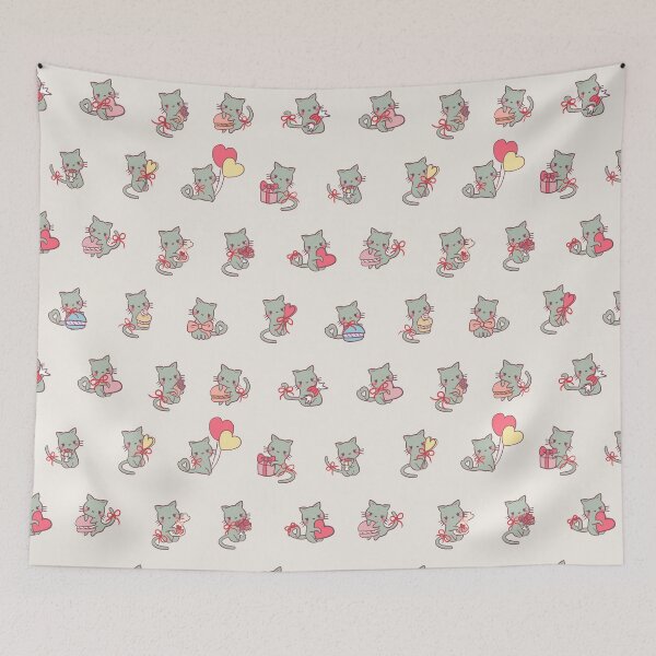 Item preview, Valentine’s Day Cats (Light cream) designed and sold by HarunaMcDesigns.