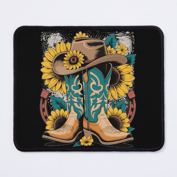 Item preview, Western Cowboy Boot Horseshoe Sunflower designed and sold by JonGogue.